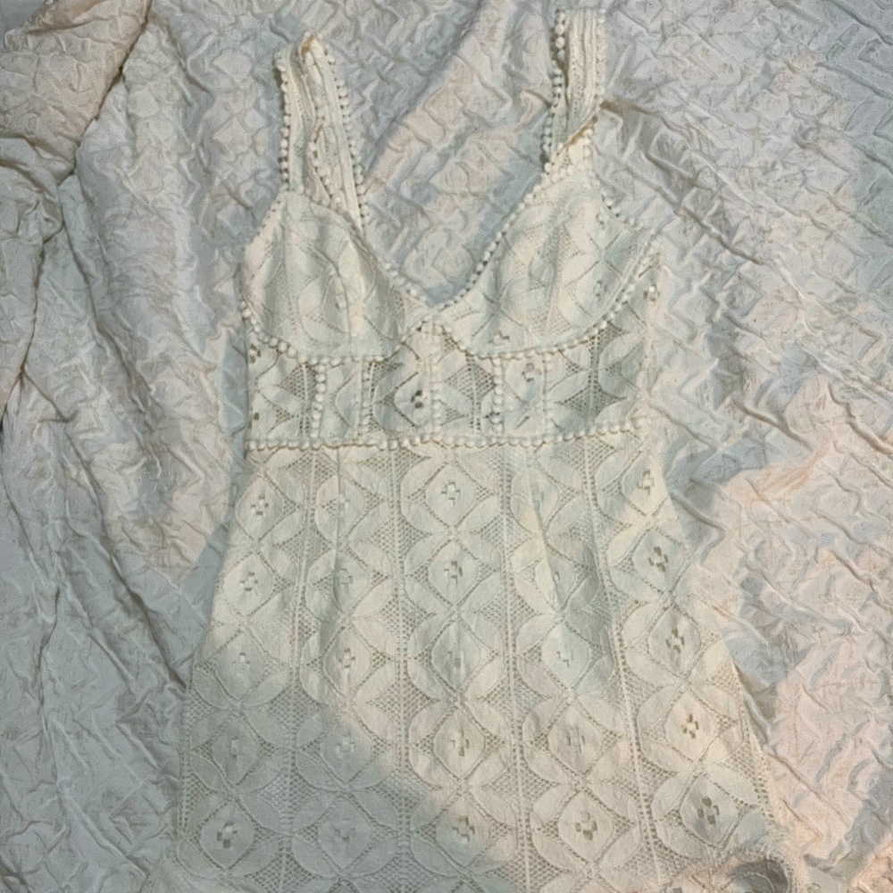 white lace ruffle dress